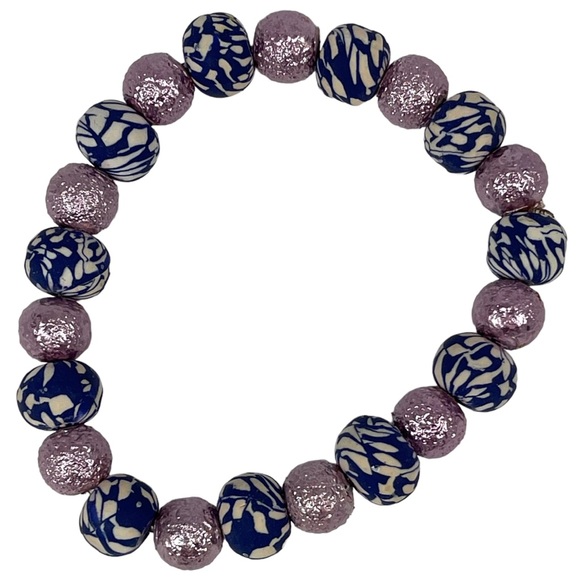 Bundle of 3 stretchy beaded bracelets, pink, blue, purple, turquoise colors NEW - Picture 3 of 10